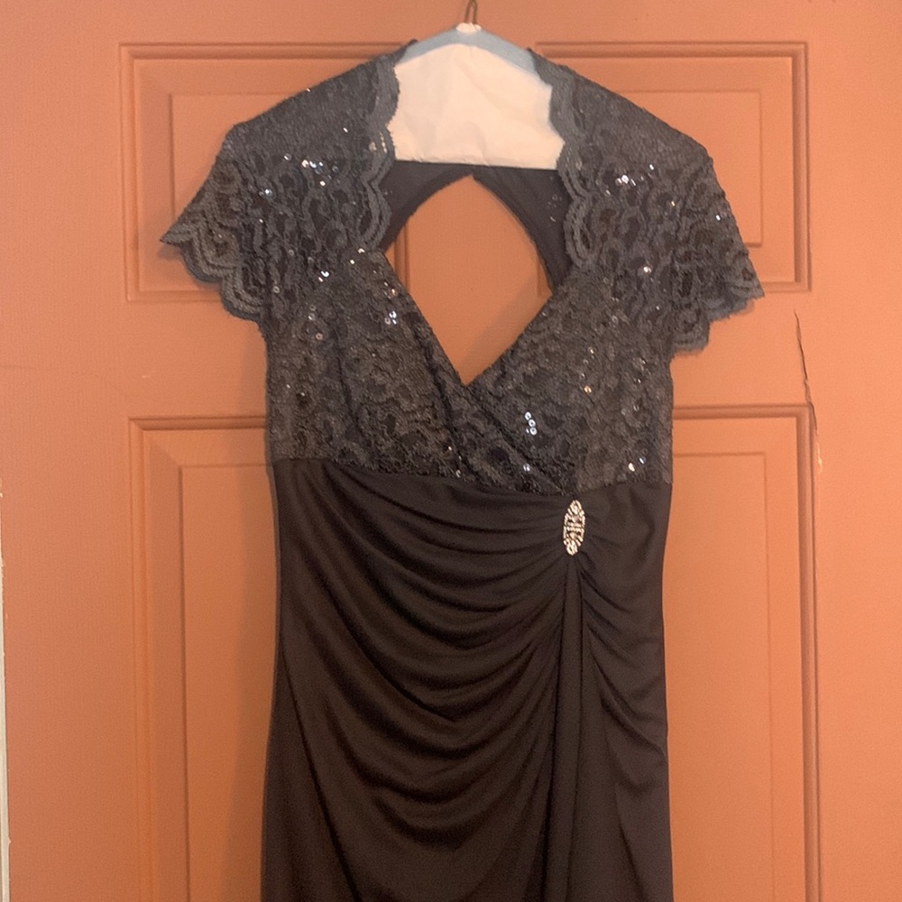 Grey sparkly backless dress